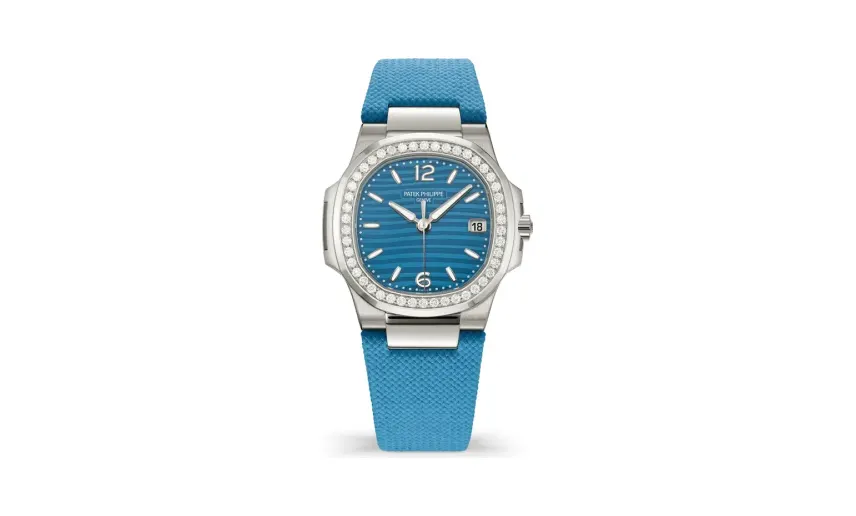 Patek Philippe Nautilus, White gold, Turquoise blue dial