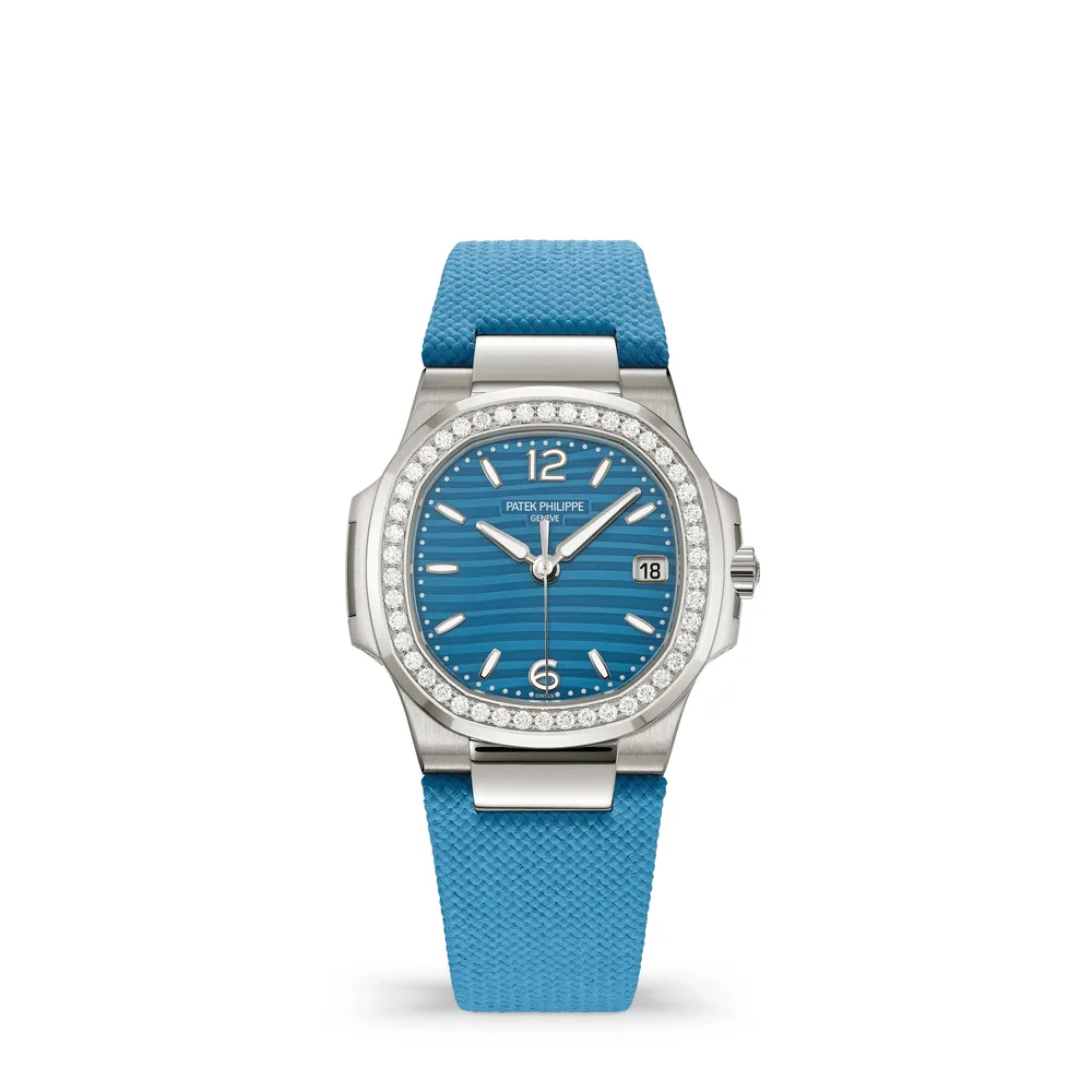 Patek Philippe Nautilus, White gold, Turquoise blue dial