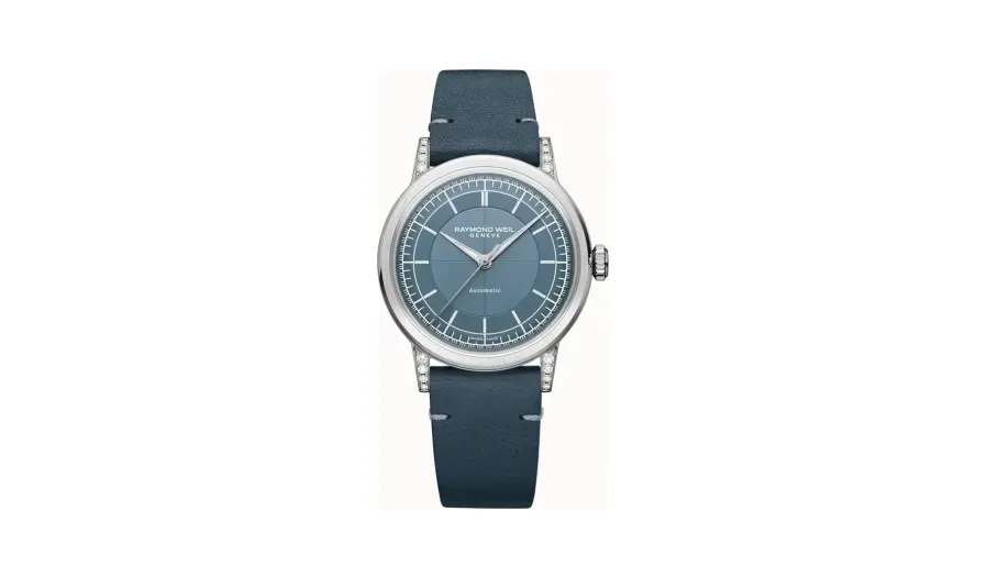 Raymond Weil Millesime Automatic Central Seconds Diamonds Watch, 35 mm, 35 mm, blue dial