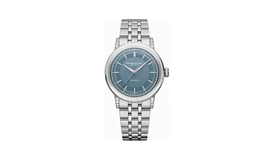 Raymond Weil Millesime Automatic Central Seconds Diamonds Watch, 35 mm, 35 mm, blue dial