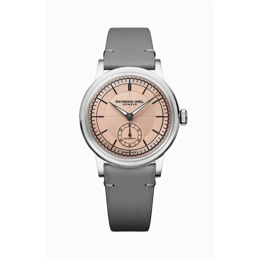 Raymond Weil Millesime Automatic Small Seconds Salmon Dial Watch, 35mm