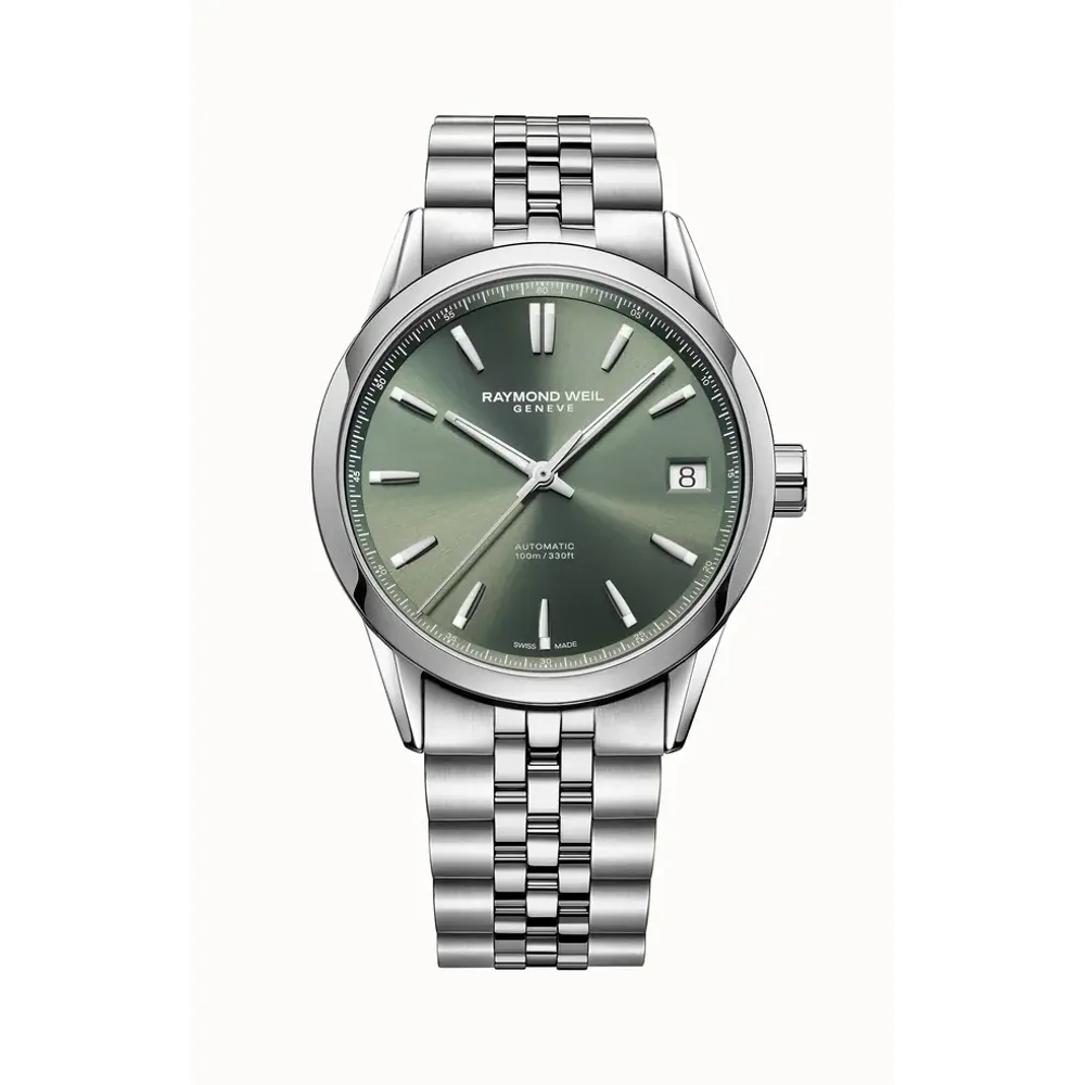 Raymond Weil Freelancer Men's Automatic Green Dial Stainless Steel Bracelet Watch, 40 mm