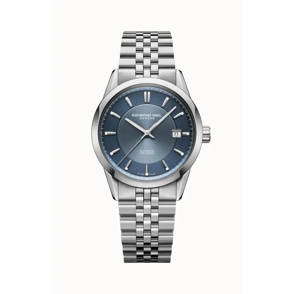 Raymond Weil Freelancer Automatic Blue Dial Stainless Steel Bracelet Watch, 38 mm