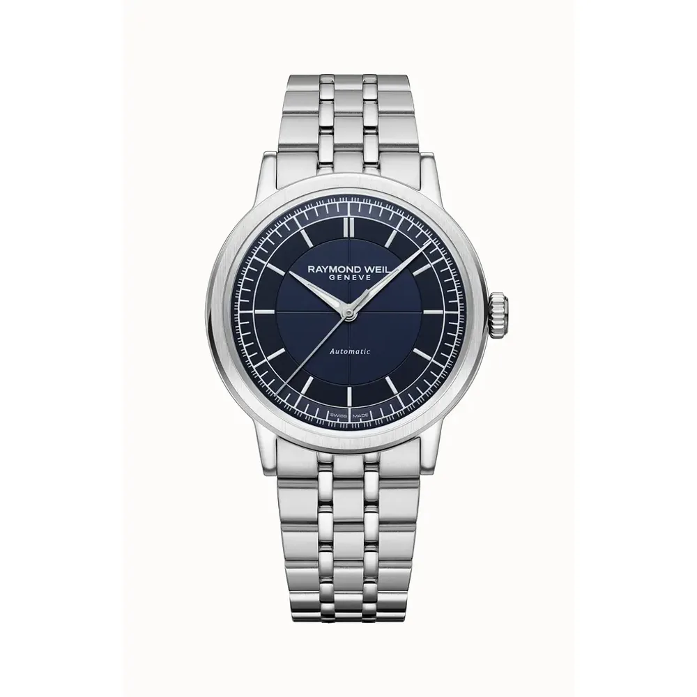 Raymond Weil Millesime Men's Automatic Blue Sector Dial Bracelet Watch, 39mm