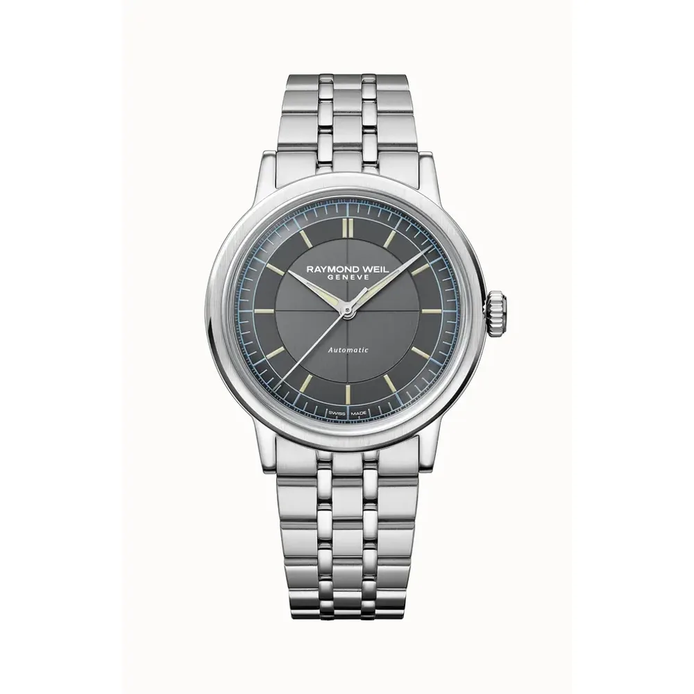 Raymond Weil Millesime Automatic Central Seconds Anthracite Sector Dial Watch, 39 mm