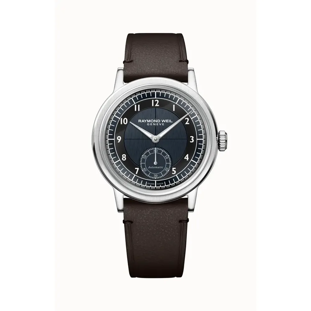 Raymond Weil Millesime Men's Automatic Small Seconds Tuxedo Midnight Blue and Black Dial Watch, 39 mm