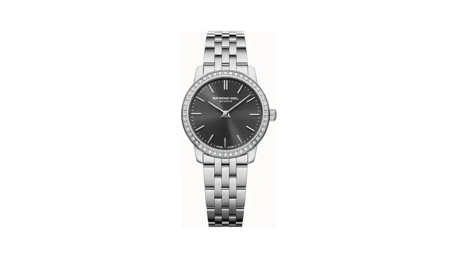 Raymond Weil Toccata Ladies Classic Diamond Stainless Steel Black Dial Quartz Watch, 24 mm