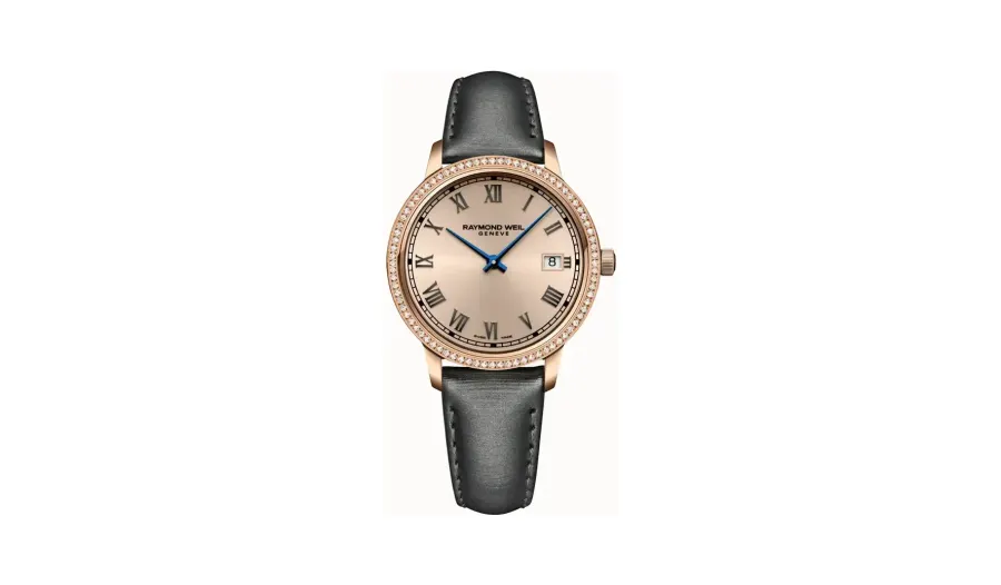 Raymond Weil Toccata Ladies 80 Diamonds Grey Satin Quartz Watch, 34 mm