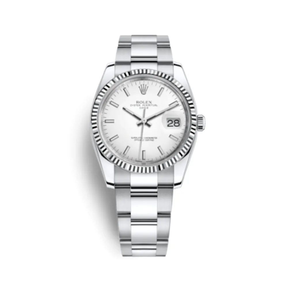 Rolex Oyster Perpetual Date 34 Stainless Steel Fluted / Oyster / White