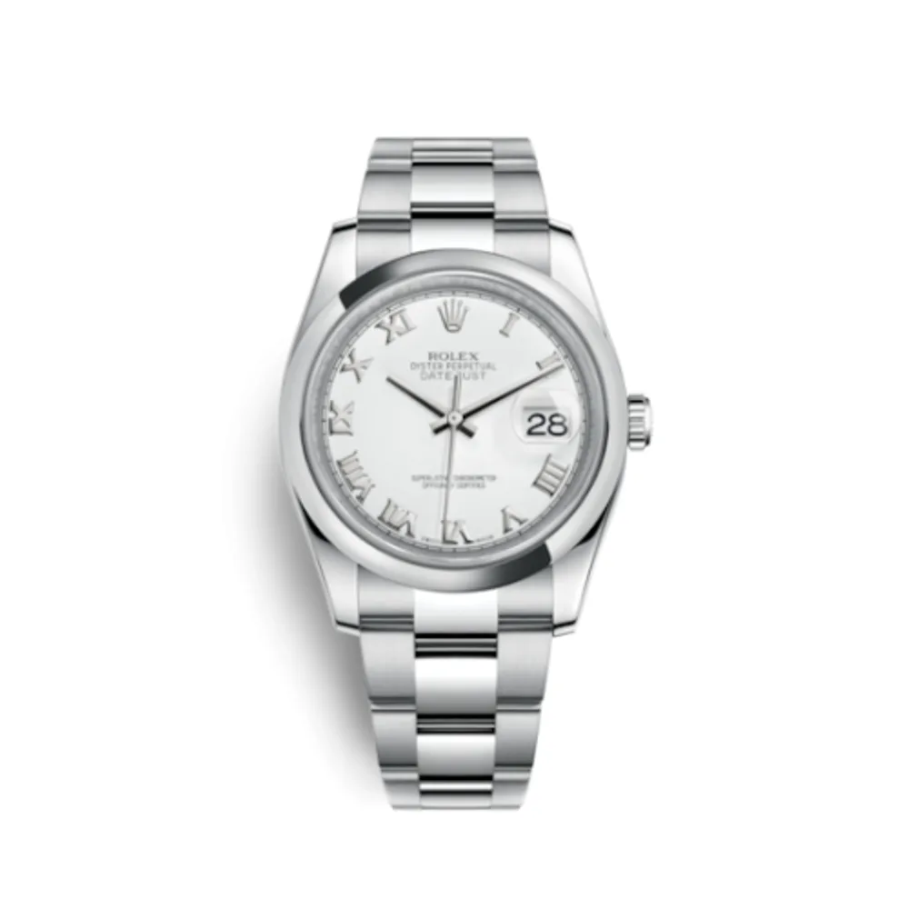 Rolex Datejust 36 Stainless Steel Domed / Oyster / White Roman