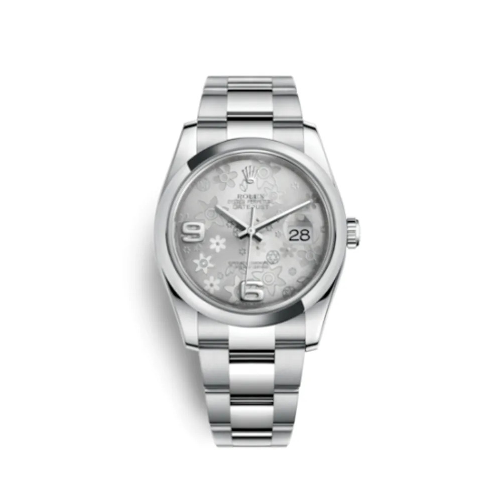 Rolex Datejust 36 Stainless Steel Domed / Oyster / Silver Floral