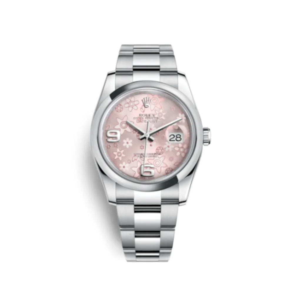 Rolex Datejust 36 Stainless Steel Domed / Oyster / Pink Floral