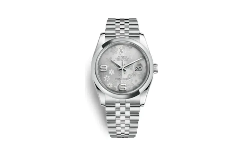 Rolex Datejust 36 Stainless Steel Domed / Jubilee / Silver Floral