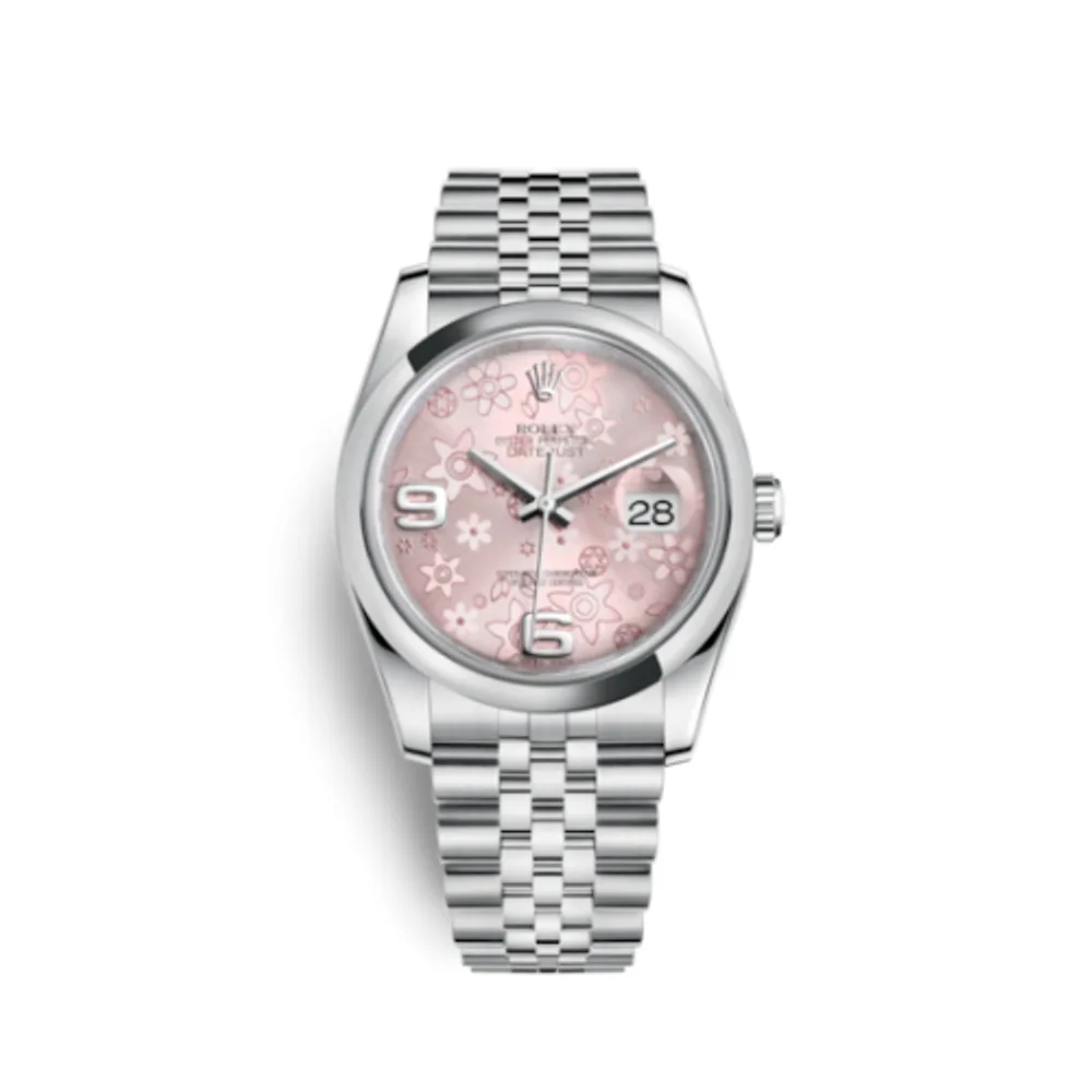 Rolex Datejust 36 Stainless Steel Domed / Jubilee / Pink Floral