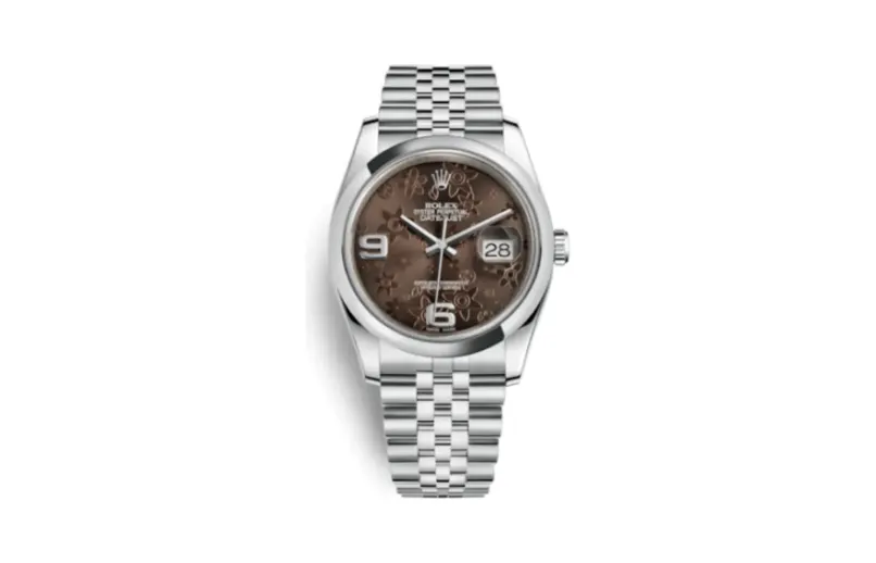 Rolex Datejust 36 Stainless Steel Domed / Jubilee / Chocolate Floral