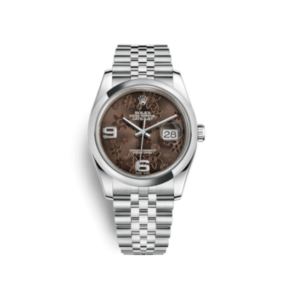 Rolex Datejust 36 Stainless Steel Domed / Jubilee / Chocolate Floral