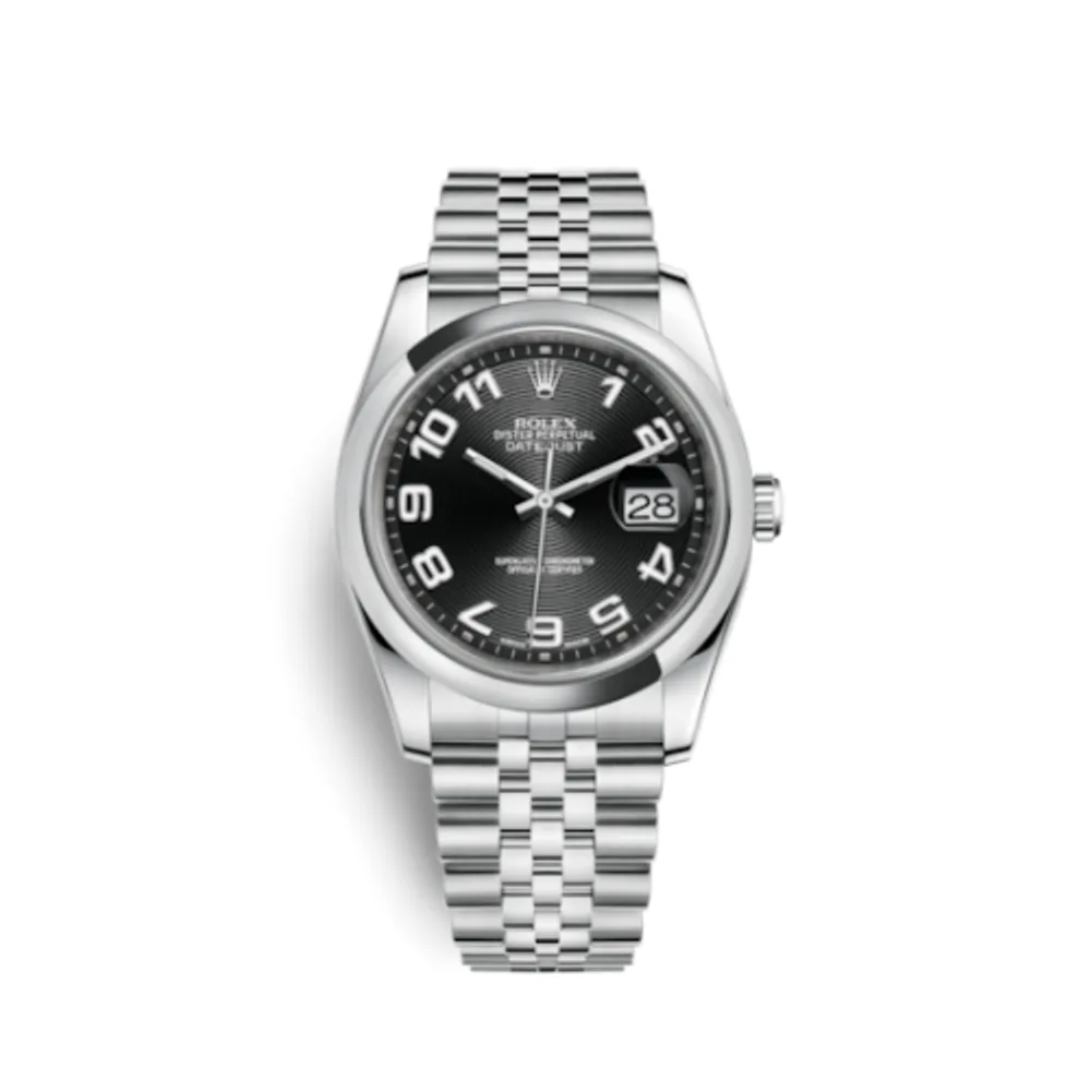 Rolex Datejust 36 Stainless Steel Domed / Jubilee / Black Arabic
