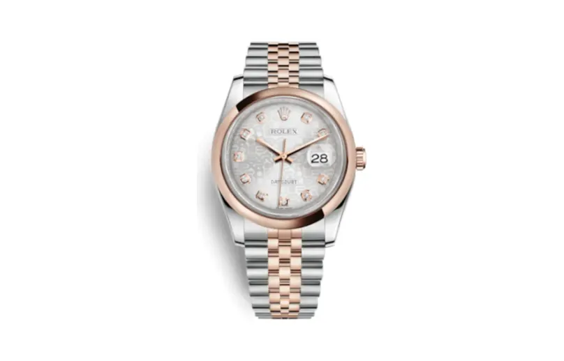Rolex Datejust 36 Rolesor Everose Domed / Jubilee / Silver Computer