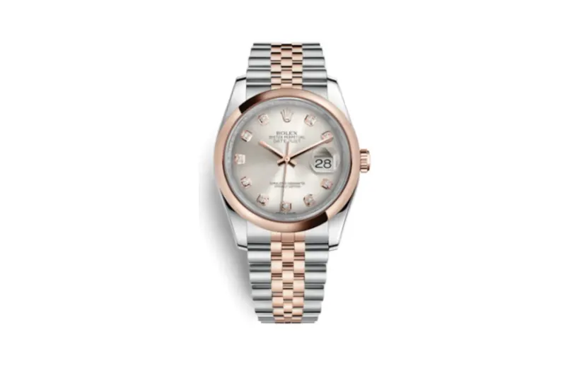 Rolex Datejust 36 Rolesor Everose Domed / Jubilee / Silver Diamond