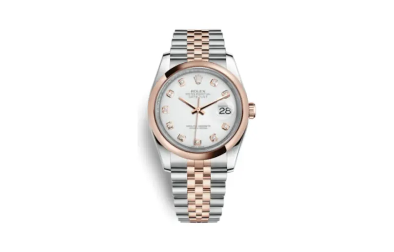Rolex Datejust 36 Rolesor Everose Domed / Jubilee / White Diamond