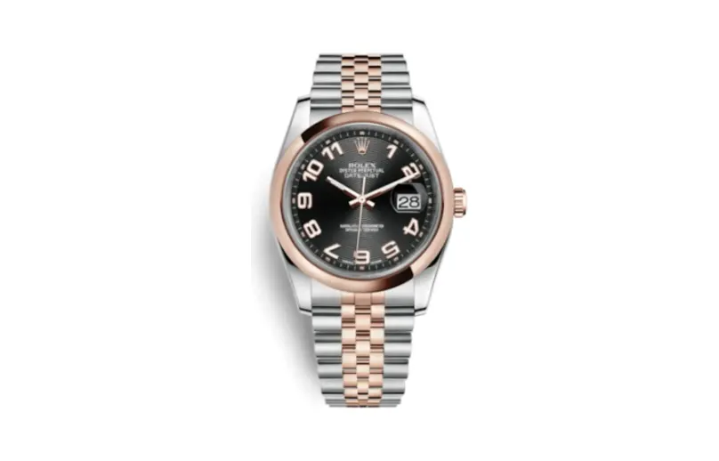 Rolex Datejust 36 Rolesor Everose Domed / Jubilee / Black Arabic