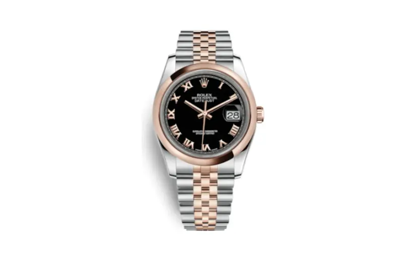 Rolex Datejust 36 Rolesor Everose Domed / Jubilee / Black Roman