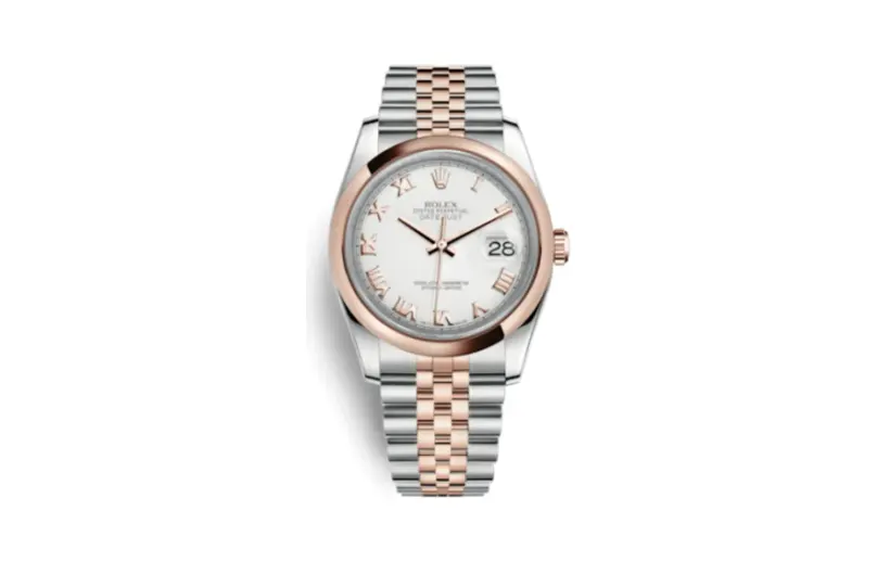 Rolex Datejust 36 Rolesor Everose Domed / Jubilee / White Roman