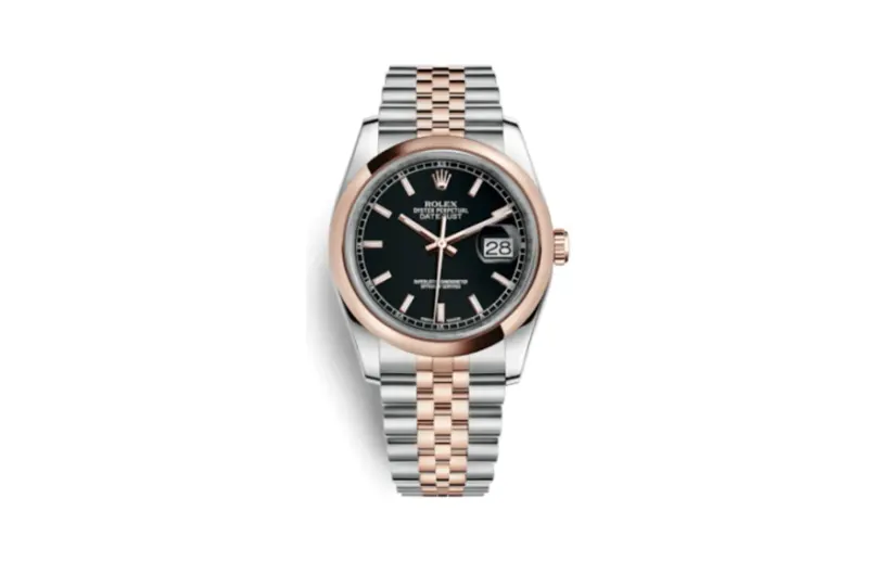 Rolex Datejust 36 Rolesor Everose Domed / Jubilee / Black