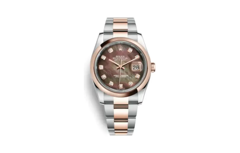 Rolex Datejust 36 Rolesor Everose Domed / Oyster / Black MOP