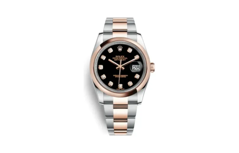 Rolex Datejust 36 Rolesor Everose Domed / Oyster / Black Diamond