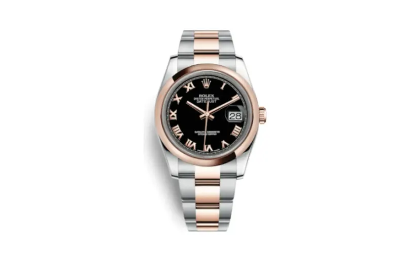 Rolex Datejust 36 Rolesor Everose Domed / Oyster / Black Roman