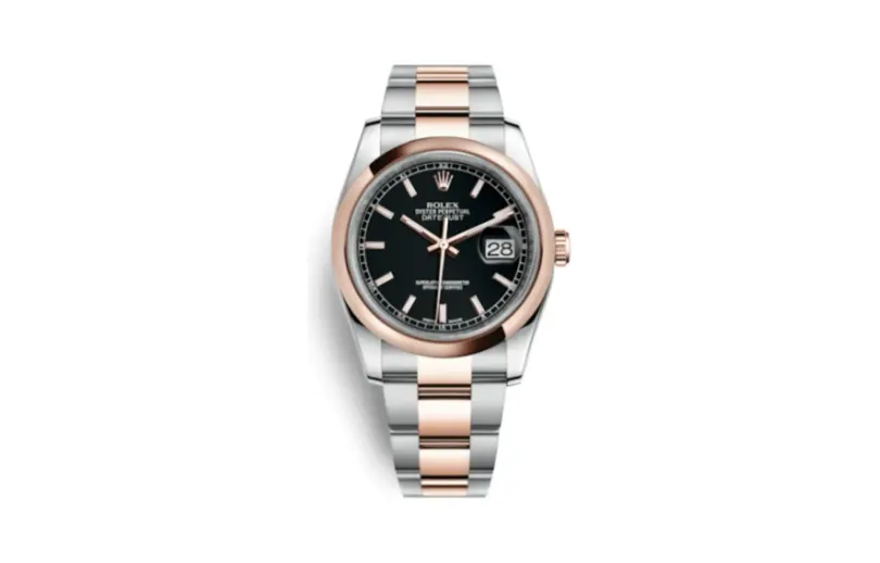 Rolex Datejust 36 Rolesor Everose Domed / Oyster / Black