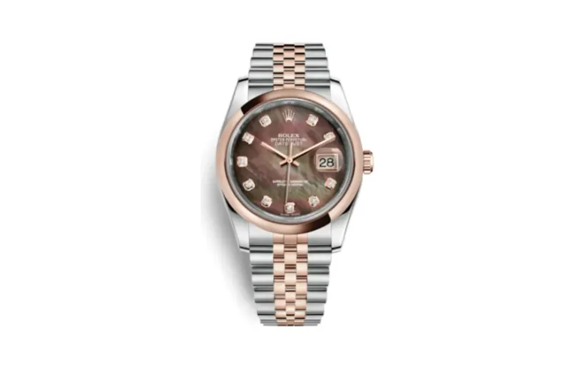 Rolex Datejust 36 Rolesor Everose Domed / Jubilee / Black MOP