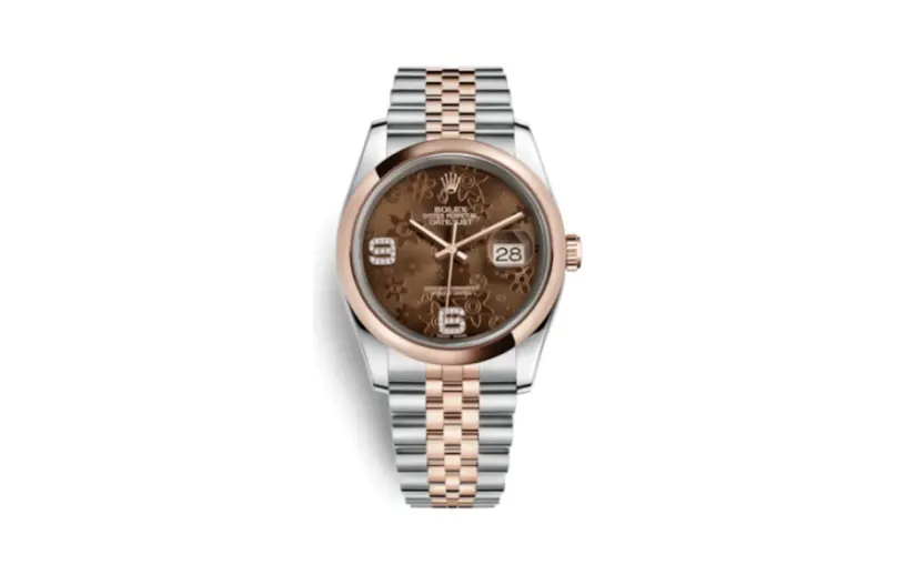 Rolex Datejust 36 Rolesor Everose Domed / Jubilee / Chocolate Floral