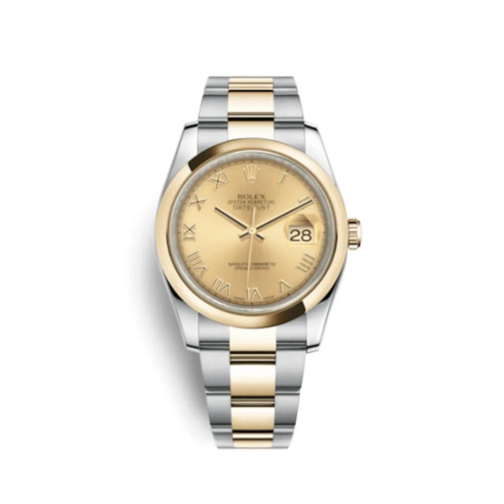 Rolex Datejust 36 Rolesor Yellow Domed / Oyster / Champagne Roman