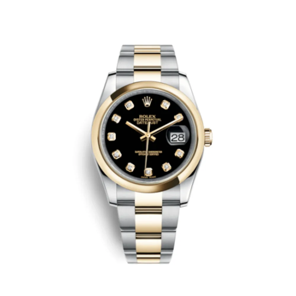 Rolex Datejust 36 Rolesor Yellow Domed / Oyster / Black Diamond