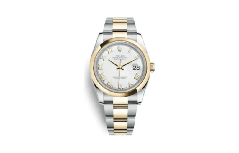 Rolex Datejust 36 Rolesor Yellow Domed / Oyster / White Roman