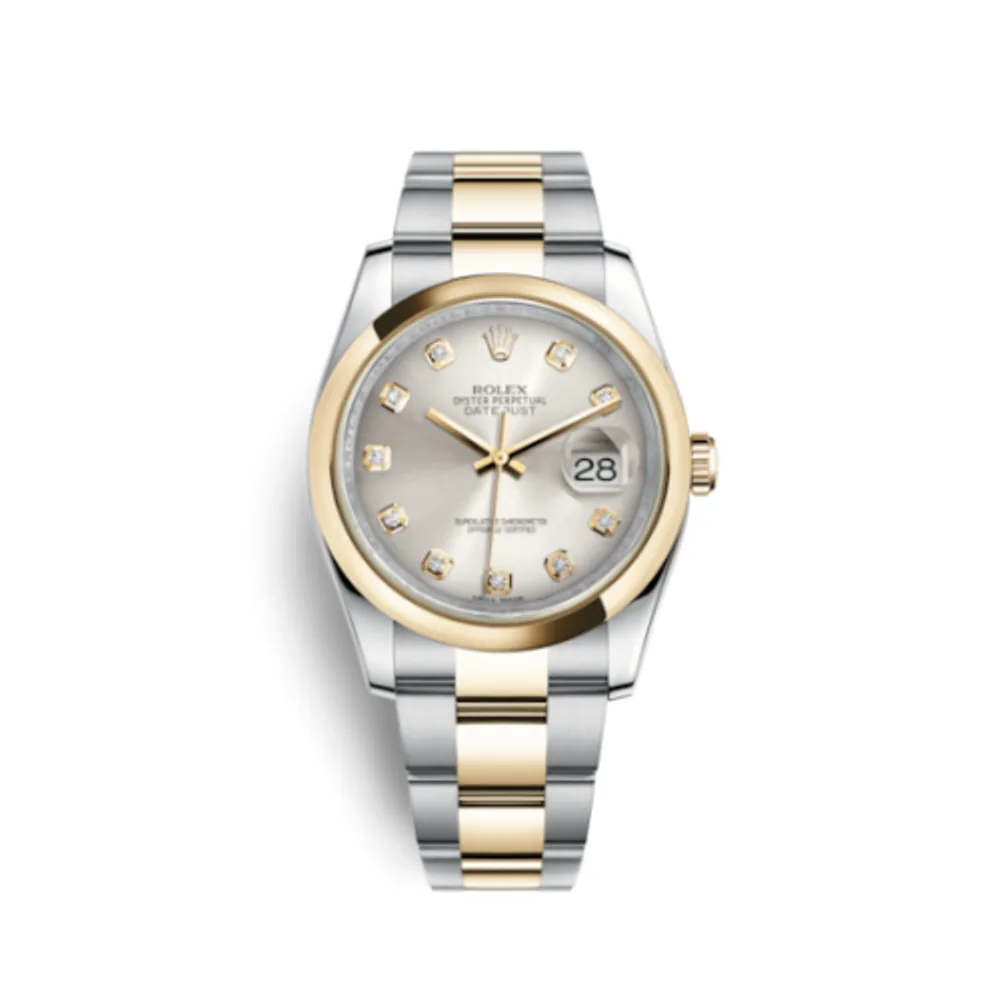 Rolex Datejust 36 Rolesor Yellow Domed / Oyster / Silver Diamond