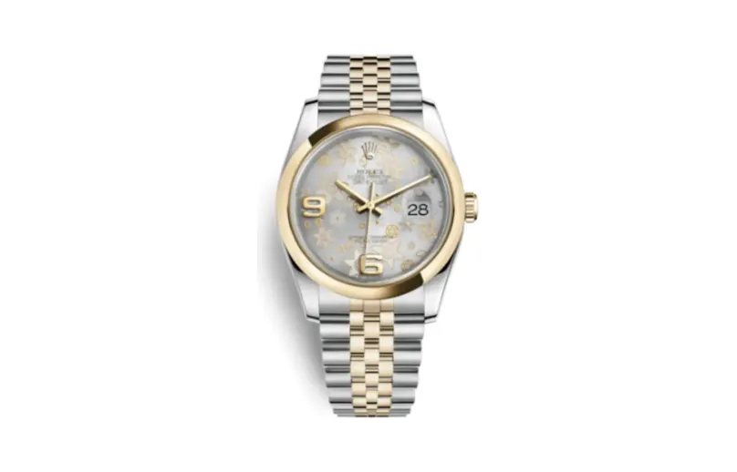 Rolex Datejust 36 Rolesor Yellow Domed / Jubilee / Silver Floral