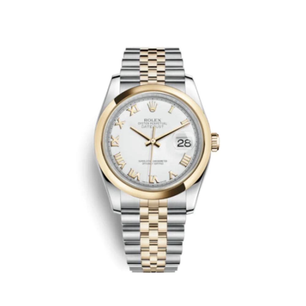Rolex Datejust 36 Rolesor Yellow Domed / Jubilee / White Roman
