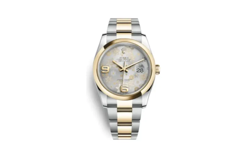 Rolex Datejust 36 Rolesor Yellow Domed / Oyster / Silver Floral