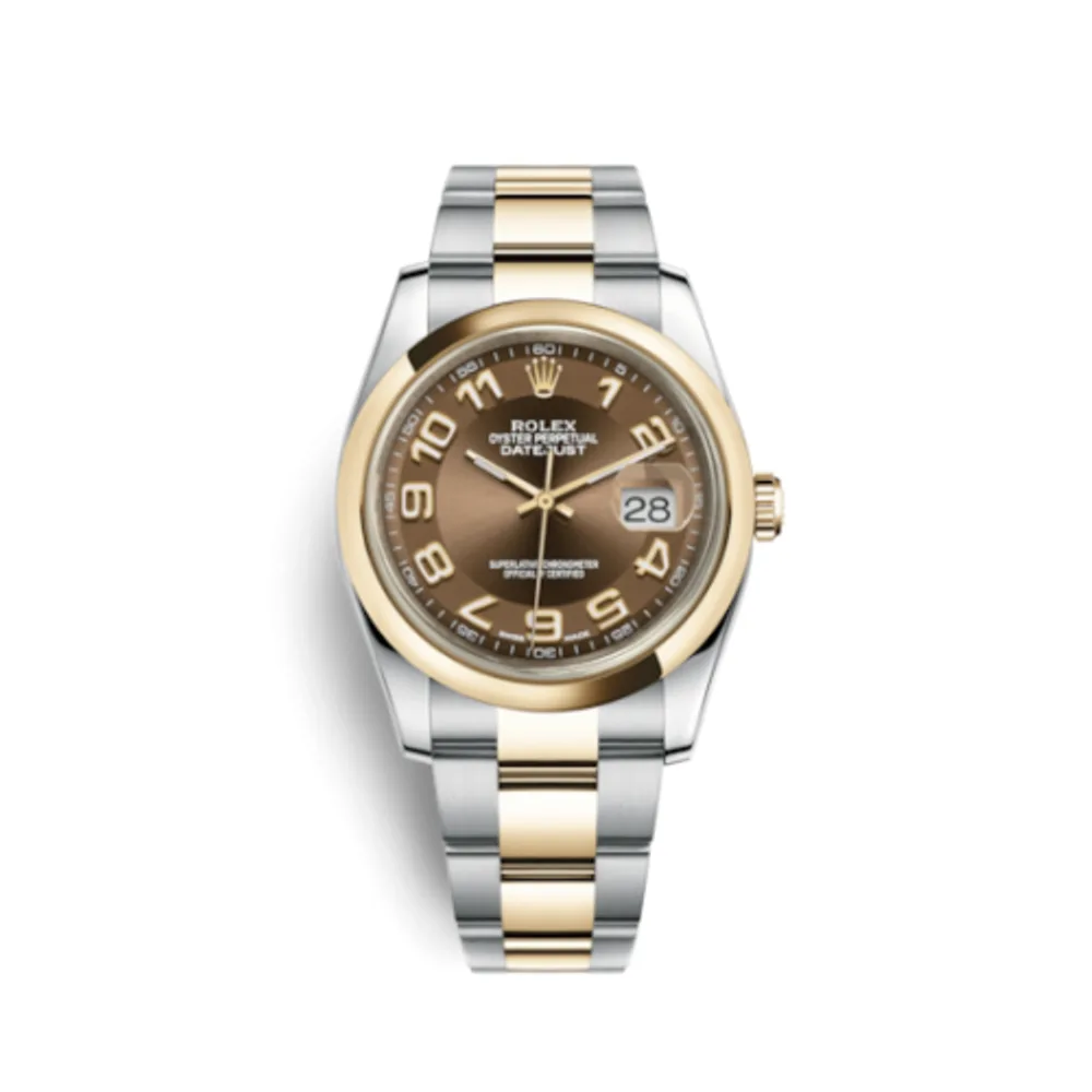 Rolex Datejust 36 Rolesor Yellow Domed / Oyster / Bronze Arabic