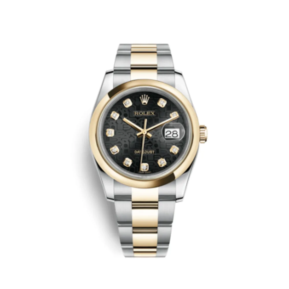 Rolex Datejust 36 Rolesor Yellow Domed / Oyster / Black Computer