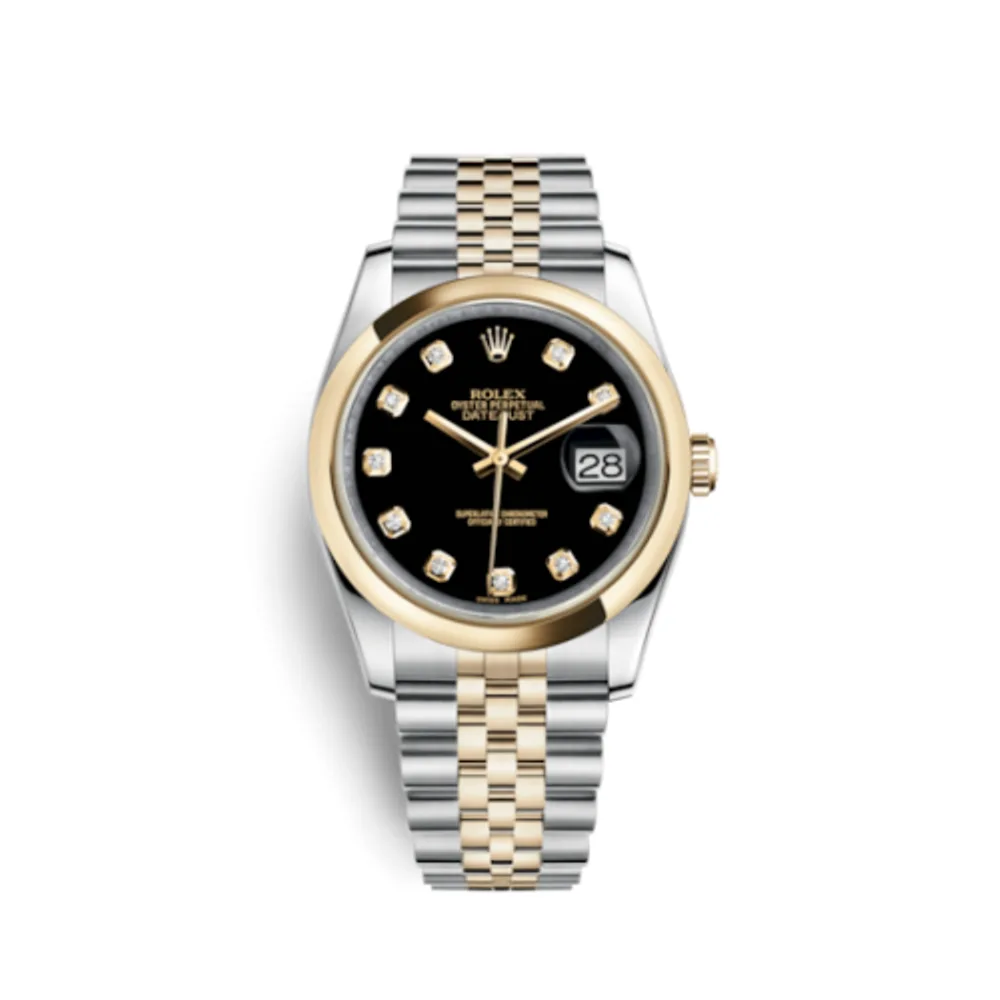 Rolex Datejust 36 Rolesor Yellow Domed / Jubilee / Black Diamond