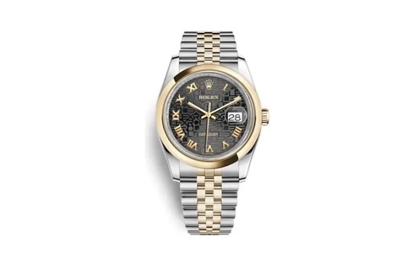 Rolex Datejust 36 Rolesor Yellow Domed / Jubilee / Black Computer Roman
