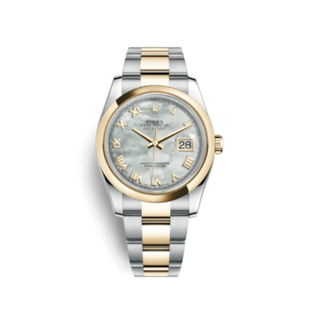 Rolex Datejust 36 Rolesor Yellow Domed / Oyster / MOP Roman