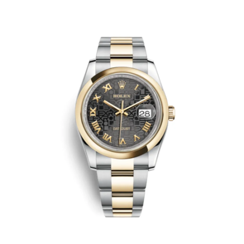 Rolex Datejust 36 Rolesor Yellow Domed / Oyster / Black Computer Roman