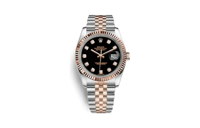 Rolex Datejust 36 Rolesor Everose Fluted / Jubilee / Black Diamonds