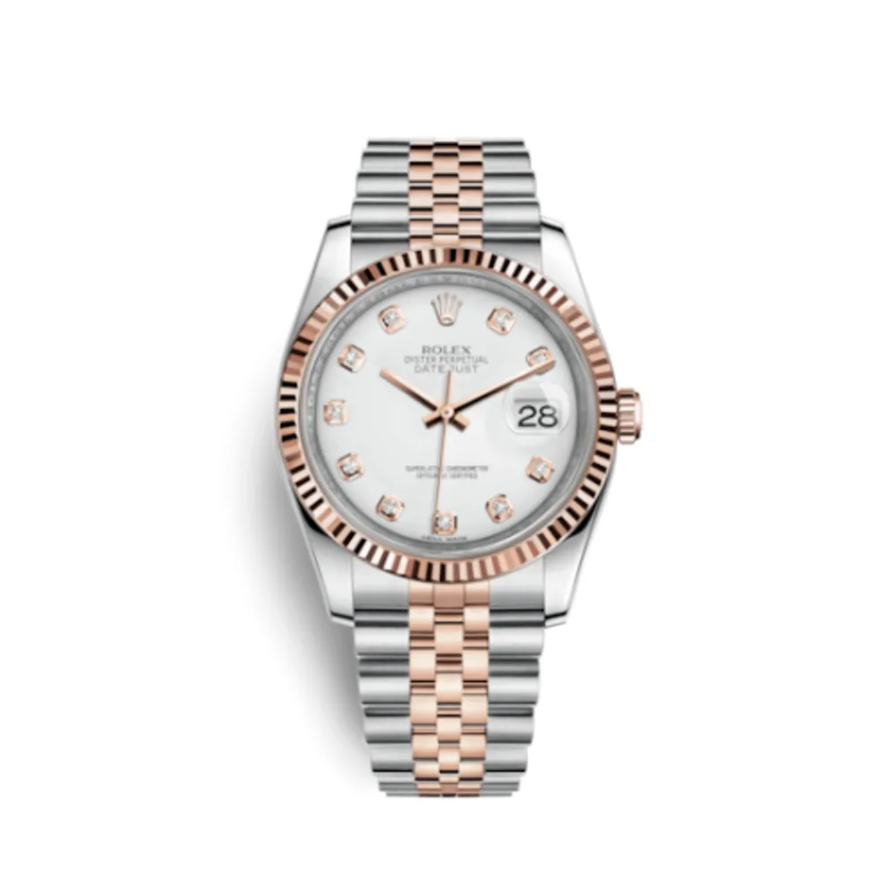 Rolex Datejust 36 Rolesor Everose Fluted / Jubilee / White Diamonds