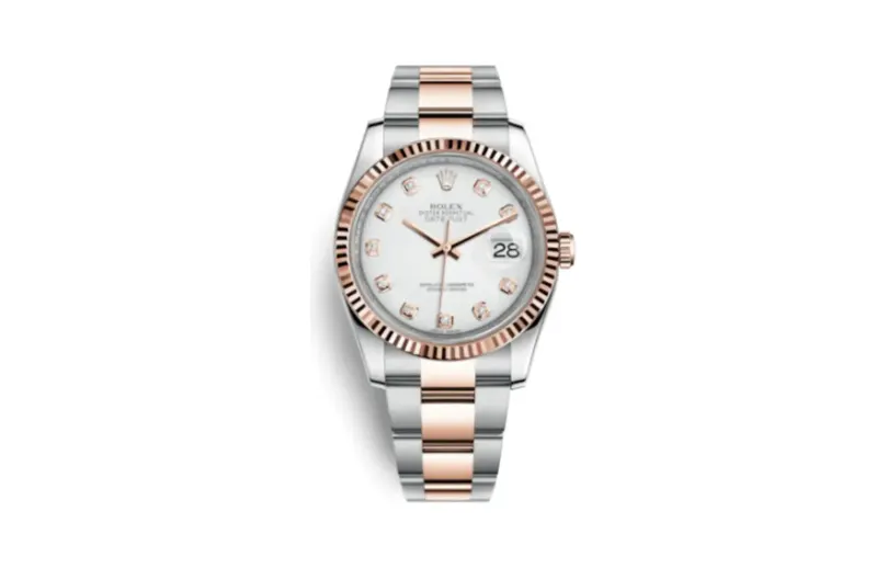 Rolex Datejust 36 Rolesor Everose Fluted / Oyster / White Diamonds